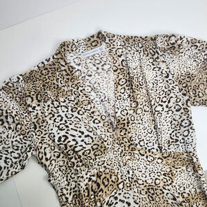 Faithfull the Brand Fit & Flare Leopard Print Dress Midi Women's Size M - NWOT